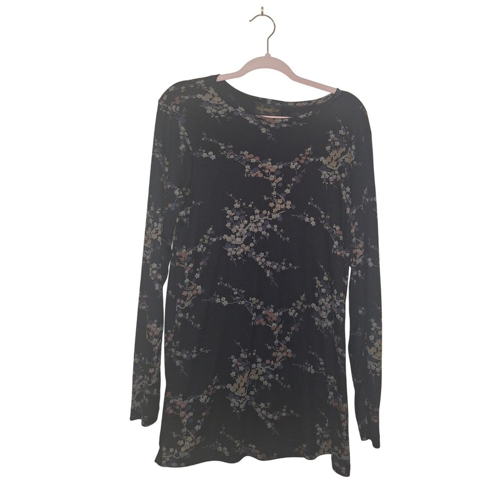 Requirements Women's Long Sleeve Dark Moody Floral Print Top Size Large‎